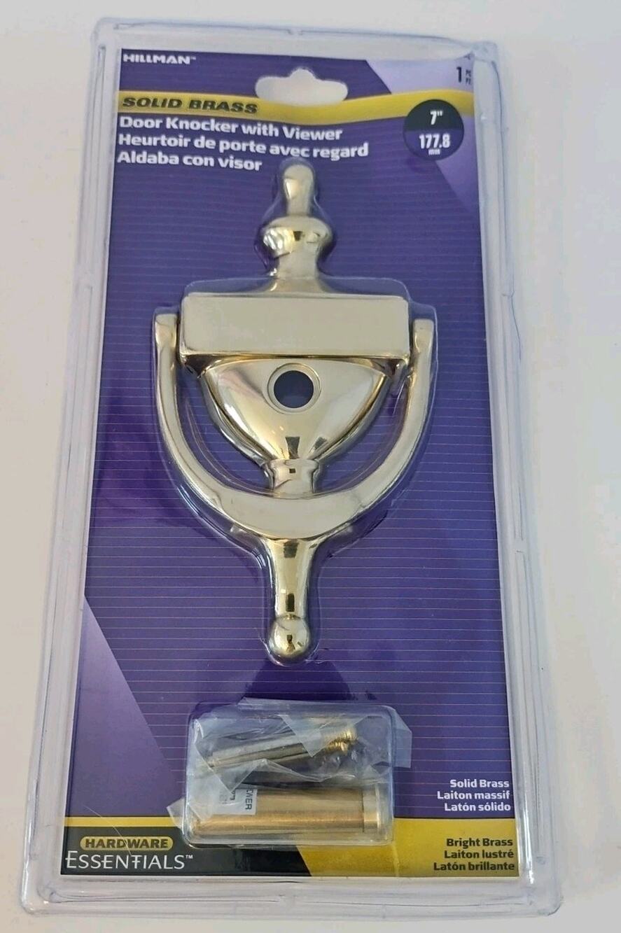 Bright Solid Brass Door Knocker with Viewer 7 inches 177.8mm
